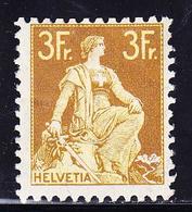 * SUISSE - * - N°127 - 3f Bistre Et Jaune - Trace Légère - TB - 1843-1852 Federal & Cantonal Stamps