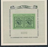 ** SUISSE - BLOCS FEUILLETS  - ** - N°10 - GEPH 1943 - TB - Bloques & Hojas