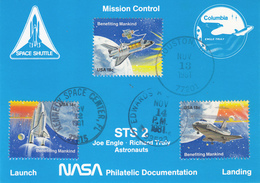 USA 1981 Space Shuttle Columbia STS-2 And Astronauts Commemorative Postcard - America Del Nord