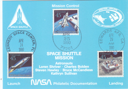 USA 1990 Space Shuttle Discovery STS-31 And Astronauts Commemorative Postcard - North  America