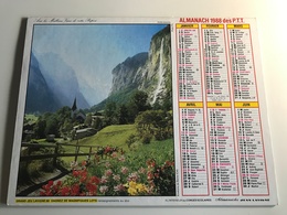 Calendrier Almanach Des P.T.T DROME - 1988 - Chaine Du Mt Blanc / Environs De Berne (Suisse) - Tamaño Grande : 1981-90