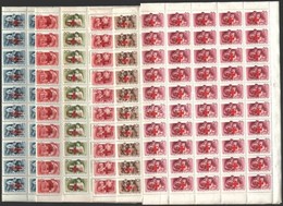 ** 1957 Vöröskereszt 100 Sor Hajtott Teljes ívekben (90.000) / Mi 1482-1487 Folded Complete Sheets Of 100 (gyártási Ránc - Otros & Sin Clasificación