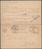 1894 Válaszos Díjjegyes Levelezőlap 'BOICZA DÉVA MELLETT' Bécsbe, Megválaszolva és A Válaszlappal Együtt Visszaküldve. R - Other & Unclassified