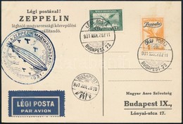 1931 Zeppelin Magyarországi Körrepülés Levelezőlap Zeppelin 1P Bélyeggel - Other & Unclassified