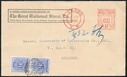 1935 Angol Levél 1 1/2 Penny Gép Bélyegzéssel 'LONDON' - 'BUDAPEST' Itt 32f Kék Portózással - Otros & Sin Clasificación