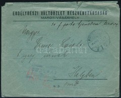 Erdély 1919 Marosvásárhely Helyi Ajánlott Levél Készpénz Bérmentesítéssel, Cenzúrázva, Bodor Vizsgálójellel - Sonstige & Ohne Zuordnung