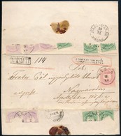 1876 Ajánlott Szorgalomlevél 5 X 2kr, 5 X 3kr + 5kr Bérmentesítéssel (ez Utóbbi Sértetlen, A Többi 10 Bélyeg A Levél Bon - Other & Unclassified