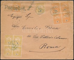 1913 Peterdy Hajóposta Levél Turul 5 X 2f + 5 X 3f Bérmentesítéssel 'ADRIA UNGHERESE' + 'Tengeren' + 'Paquebot.' - 'ROMA - Other & Unclassified