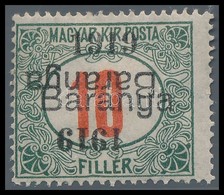 * Baranya I. 1919 Zöldportó 10f Kettős Felülnyomással, Az Egyik  Fordított, Mirtl Garancia Bélyegzéssel RR! (45.000) - Other & Unclassified