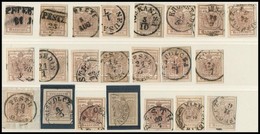 O 1850 22 Db 6kr Bélyeg, Szín-, Tipus-, Papír Változatok, Bélyegzések - Sonstige & Ohne Zuordnung