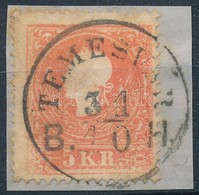 1858 5kr II. Festékfolt, Bal Oldalon Festékhiányos Nyomat 'TEMESVÁR B.H.' - Otros & Sin Clasificación