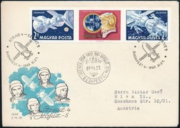 1969 Szojuz 4-5 Vágott Hármascsík FDC-n - Other & Unclassified