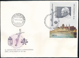 1991 II. János Pál Pápa Vágott Blokk FDC-n (6.500) - Sonstige & Ohne Zuordnung