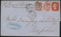 Nagybritannia 1859 Levél Londonból Nápolyba 3 Színű Bérmentesítéssel - Other & Unclassified