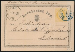 1870 Díjjegyes Levelezőlap Kék / Blue 'BÁNFF(Y HUN)YAD'  - 'KOLOZSVÁR' - Other & Unclassified