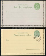 1886 2db 3kr Díjjegyes Zárt Levelezőlap, Magyar Nyelvű, Sárgás és Szürke Papíron, Egyiken Bélyegző (1.800) - Other & Unclassified