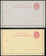 1886 2db Használatlan 5kr Díjjegyes Zárt Levelezőlap, Magyar Nyelvű, Sárgás és Szürke Papíron (1.800) - Other & Unclassified