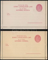 1886 2db Használatlan 5kr Díjjegyes Zárt Levelezőlap, Kétnyelvű, Sárgás és Szürke Papíron (4.300) - Other & Unclassified