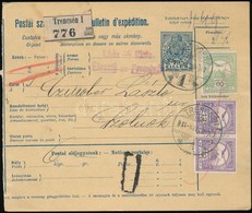 1911 Postai Szállítólevél 84f Bérmentesítéssel / Parcel Card With 84f Franking 'TRENCSÉN' - Szolnok - Other & Unclassified