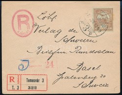 1917 Ajánlott Levél 70f Bérmentesítéssel Temesvárról Svájcba, Cenzúrázva (ritka Ajánlási Bélyegzővel) / Registered Cover - Otros & Sin Clasificación