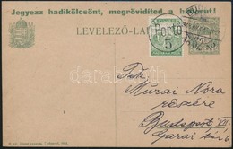 1918 Díjjegyes Levelezőlap 'Jegyezz Hadikölcsönt, Megrövidíted A Háborút' Felirattal,  5f Szükségportóval - Otros & Sin Clasificación