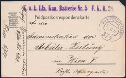 1917 Tábori Posta Levelezőlap 'K.u.k. Lfa. Kan. Batterie Nr. 5 F.K.R. 28.' - Sonstige & Ohne Zuordnung