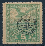 * Debrecen II. 1920 5f Közönséges Papíron Fordított Felülnyomással, Bodor Vizsgálójellel (törés / Folded) - Otros & Sin Clasificación