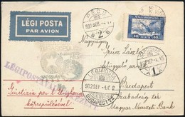 1932 Alkalmi Légi Levelezőlap Budapest-Pécs-Kaposvár Repülés - Sonstige & Ohne Zuordnung