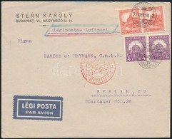 1932 Légi Levél Pengő-fillér Bérmentesítéssel Berlinbe - Otros & Sin Clasificación