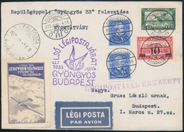 1933 Alkalmi Légi Levelezőlap Gyöngyösről Budapestre - Otros & Sin Clasificación