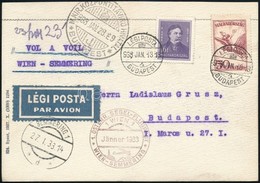 1933 Semmering Repülés Alkalmi Légi Levelezőlap - Other & Unclassified