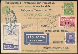 1933 Budapest-Gyöngyös Alkalmi Légi Levelezőlap - Sonstige & Ohne Zuordnung