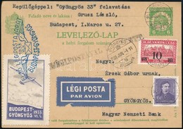 1933 Budapest-Gyöngyös Alkalmi Légi Levelezőlap - Other & Unclassified