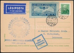 1934 Miskolc-Nyíregyháza-Debrecen Alkalmi Légi Levelezőlap - Sonstige & Ohne Zuordnung