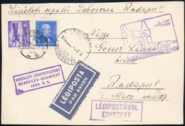 1934 Kísérleti Légijárati Levelezőlap Debrecenből Budapestre - Other & Unclassified
