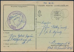 1941 Tábori Postai Levelezőlap ,,Kárpát Csoport Gazdasági Hivatal' Bélyegzővel - Otros & Sin Clasificación