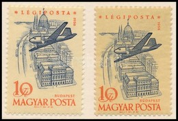 ** 1958 Repülő (VI.) 10Ft Elcsúszott Középrésszel - Other & Unclassified