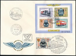 ** 1979 100 éves A GYSEV Sor és Blokk + 4 FDC, Meghívó Stb. + Osztrák GYSEV Négyestömb - Sonstige & Ohne Zuordnung