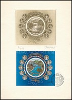 1985 Kulturális Fórum Barna Rézkarc + Blokk Kartonpapíron A Tervező, Vertel József Aláírásával - Sonstige & Ohne Zuordnung