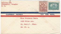 COVER CORREO ECUADOR - VIA AIR MAIL- GUAYAQUIL - ST-PAUL- VIA AEREA - MINNESOTA - Equateur