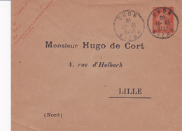 Enveloppe Semeuse Camée 10 C Rouge  E 14 Oblitérée Repiquage Hugo De Cort - Overprinted Covers (before 1995)