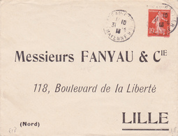 Enveloppe Semeuse Camée 10 C Rouge  E 18 Oblitérée Repiquage Fanyau - Buste Ristampe (ante 1955)