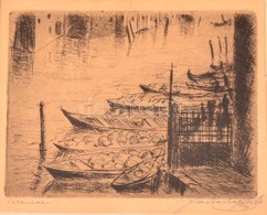 Farkasházy Miklós (1895-1964): Velence. Rézkarc, Papír, Jelzett, Foltos üvegezett Keretben, 12,5×15 Cm - Other & Unclassified
