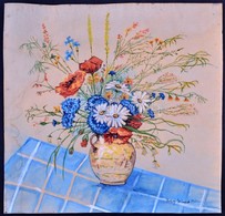 Iványi Jelzéssel: Virágcsendélet. Akvarell, Papír, Foltos, 40×40 Cm - Other & Unclassified