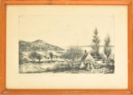 Nechánszky József (1936-): A Balaton Örvényesnél. Rézkarc, Papír, Jelzett, üvegezett Hibás Keretben, 23×39 Cm - Other & Unclassified