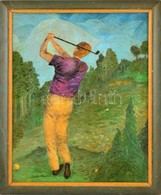 Szabó Jelzéssel: Golfozó. Olaj, Karton, Keretben, 50×40 Cm - Other & Unclassified