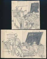 1931 A. Szabó K.:Csínytevő Diák. Két Grafika. Megjelent. Ceruza, Papír. Jelzett. 17x11 Cm, 10x10 Cm - Other & Unclassified