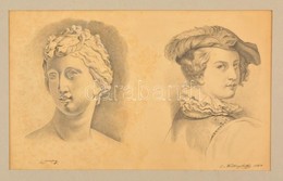 Wiettinghoff Evald (1826-1882): Fej Portrék 1864. Ceruza, Papír, Jelzett, Paszpartuban, 30×50 Cm - Other & Unclassified