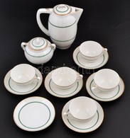 Zsolnay Art Deco Porcelán Mokkás Készlet, Jelzett, 13 Db, Egy Csészén Alul Hajszálrepedés - Otros & Sin Clasificación