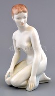 Aquincumi Porcelán ülő Akt, Kézzel Festett, Jelzett, Hibátlan, M: 21 Cm - Otros & Sin Clasificación